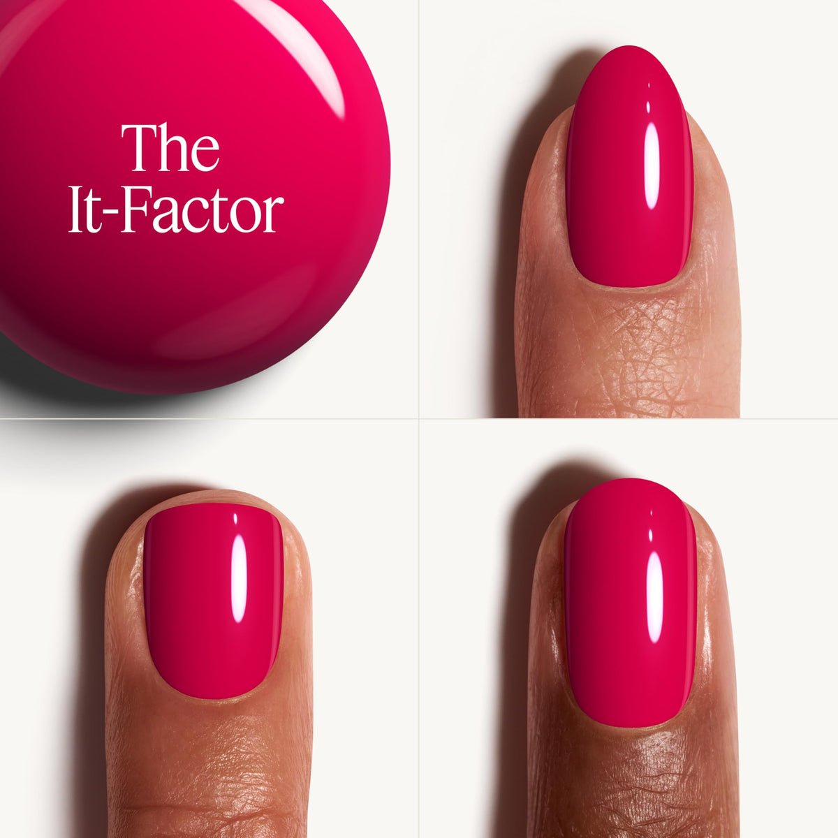 essie brush applying The It-Factor stroke demonstrating smooth coverage and even application