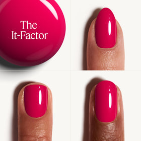 essie brush applying The It-Factor stroke demonstrating smooth coverage and even application
