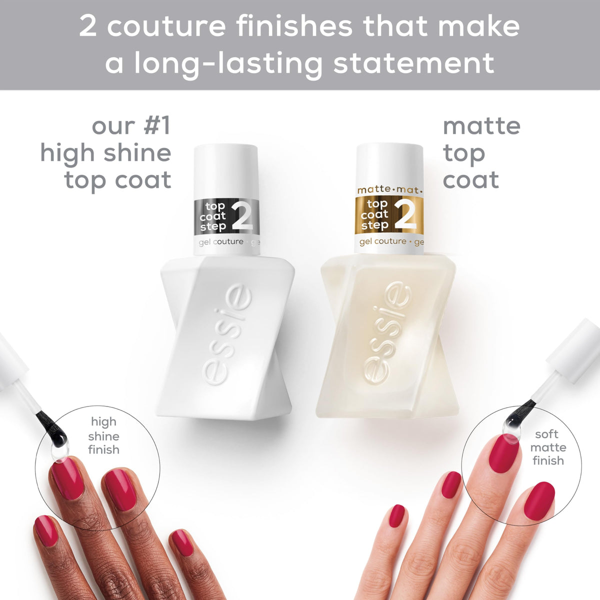 essie top coat set on bathroom counter showing easy at-home use