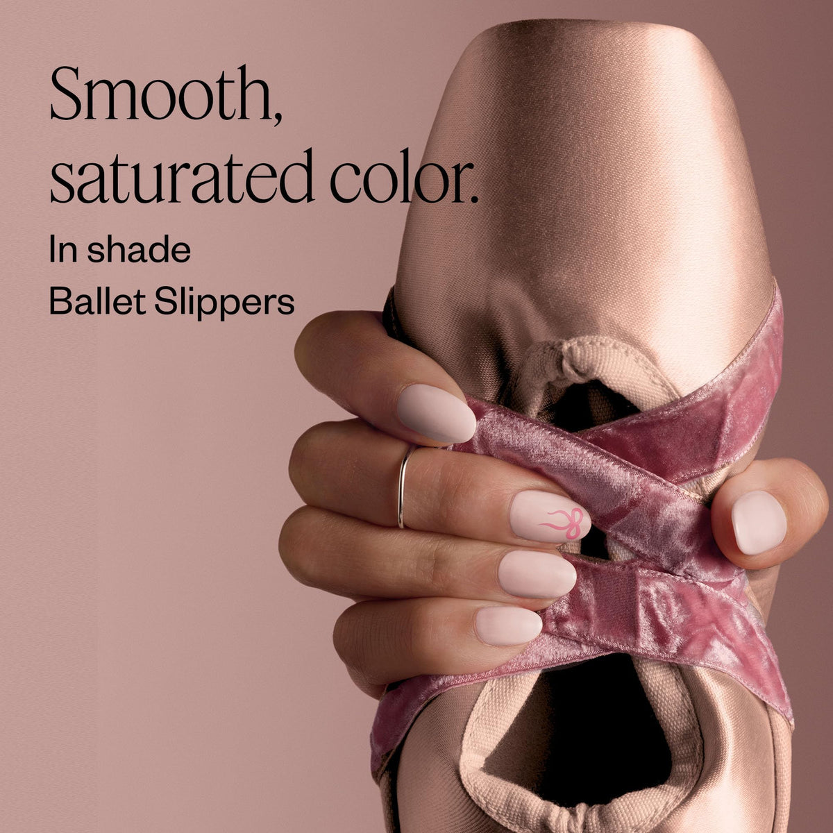 essie swatch painted on nails showing metallic pink finish and wearable glow for everyday looks