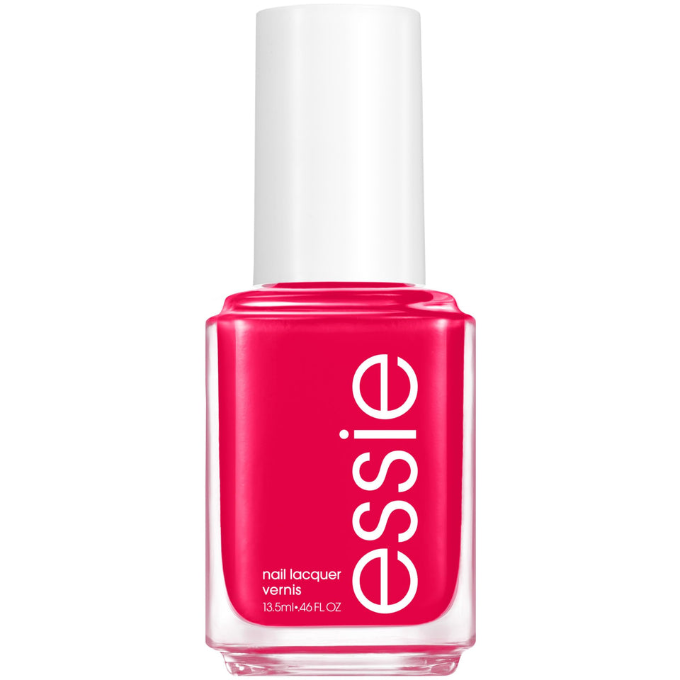 essie bottle front view showing glossy fuchsia color and salon finish benefit