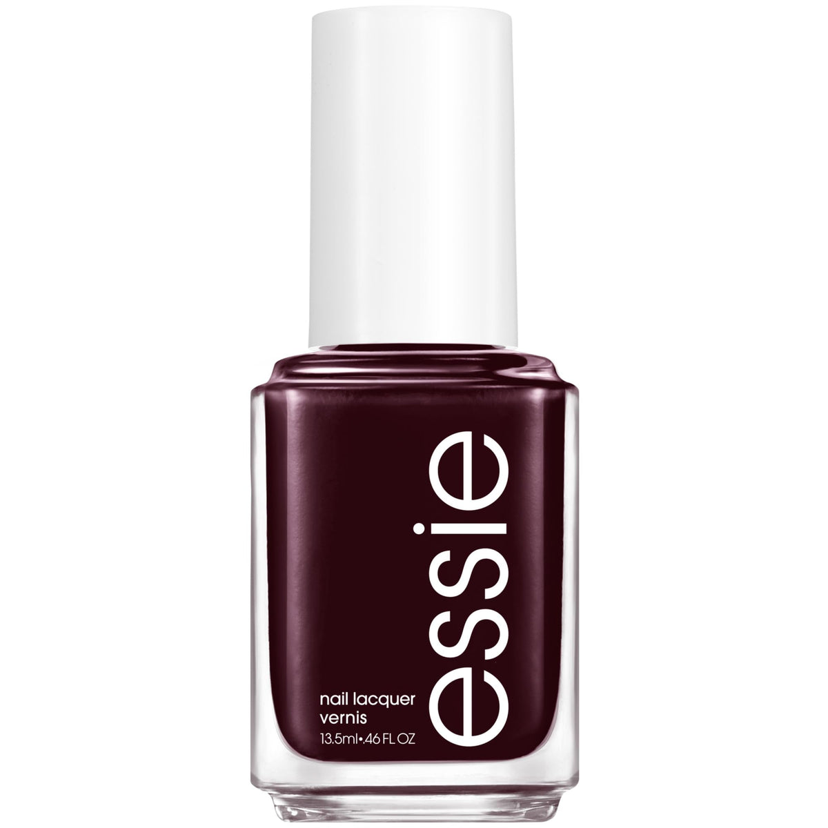 essie front bottle showing rich red shade and glossy benefit