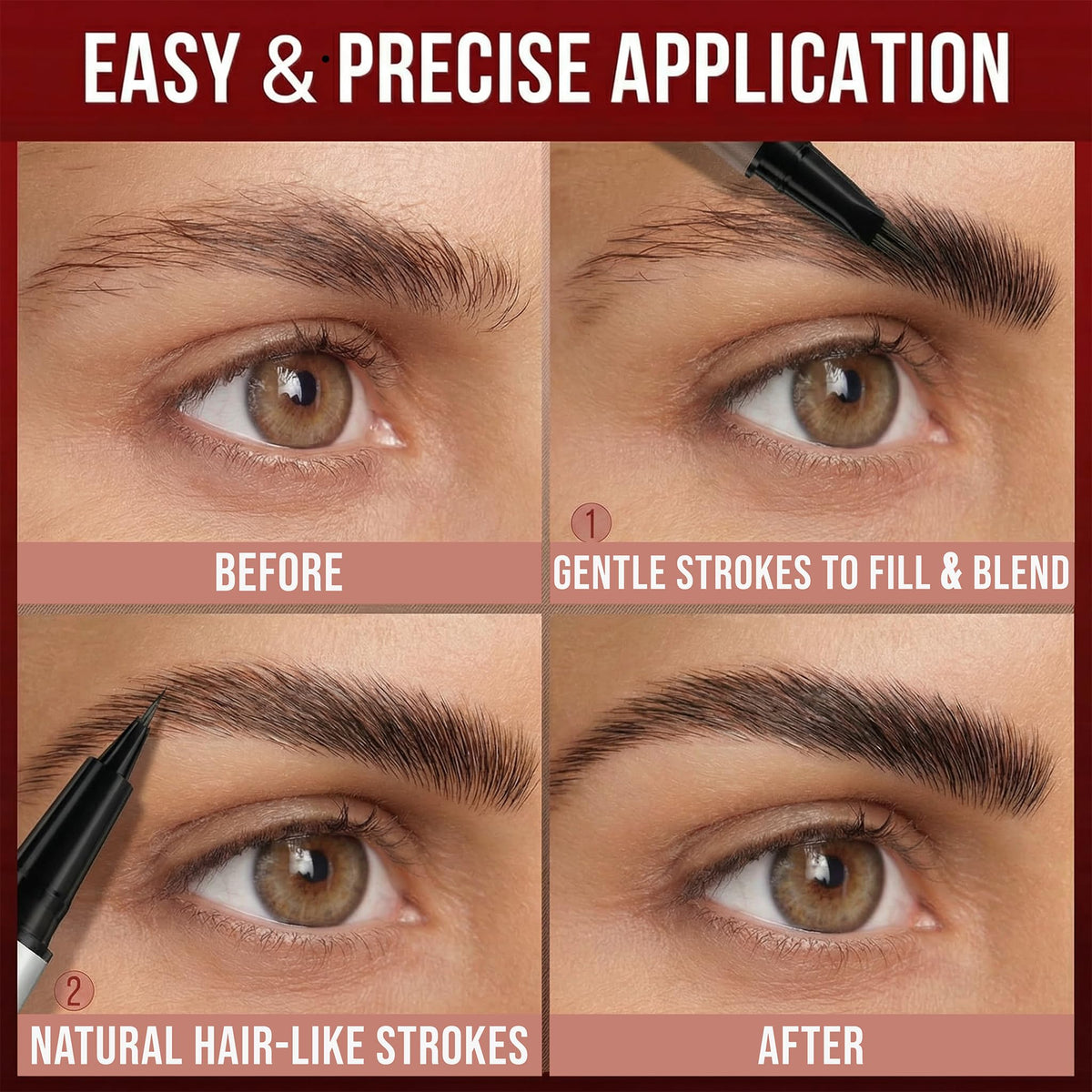 Essorall pencil in use drawing microblading strokes for fuller brows