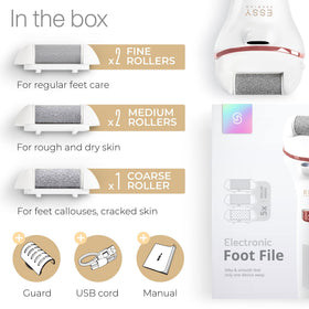 Essy in use on heel demonstrating safe, smooth callus removal benefit