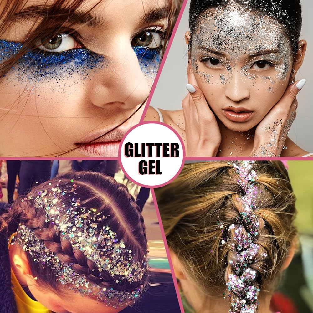 Estanoite face glitter eye-detail creating dramatic sparkle with easy application