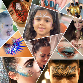 Estanoite glitter used in a festival outfit setting showcasing vibrant iridescence for standout looks