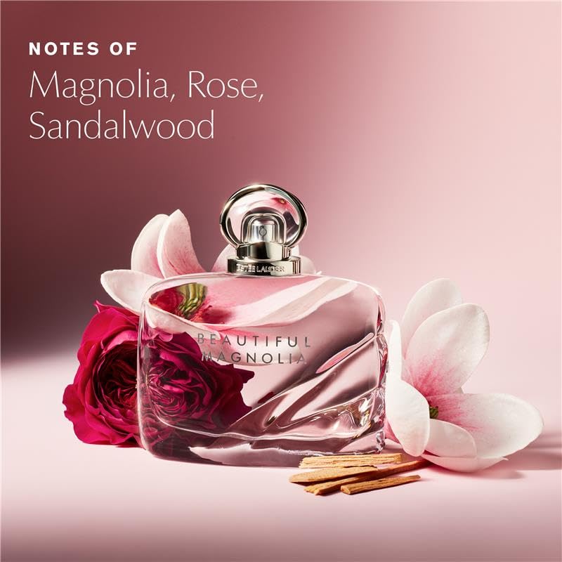 Estée Lauder compact travel spray in hand illustrating Beautiful Magnolia convenience on the go