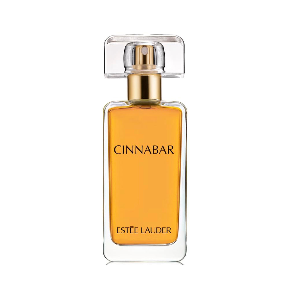 Estée Lauder Cinnabar front bottle showing elegant packaging and brand identity