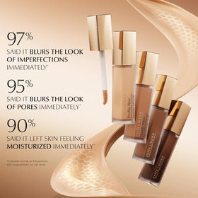 Estée Lauder applying concealer under eye illustrating brightening and crease-resistant benefit