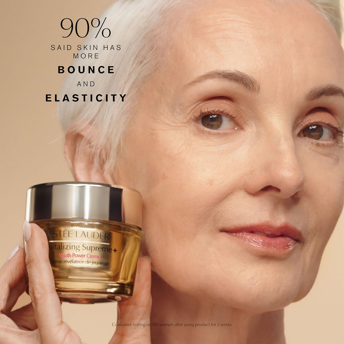Estée Lauder cream texture close-up revealing silky hydration and absorbency