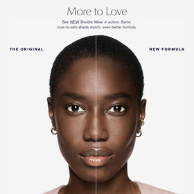 Estée Lauder application with brush demonstrating buildable medium-to-full coverage