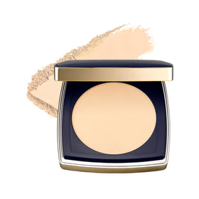 Estée Lauder compact front view showing sleek packaging and luxury finish benefit: easy storage