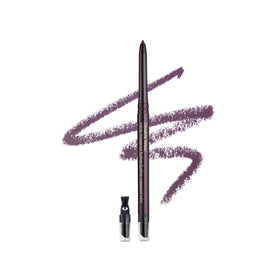 Estée Lauder Double Wear pencil front view showing deep plum color and packaging benefit long-lasting definition