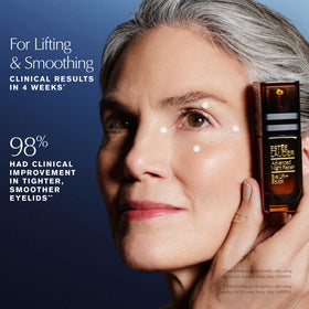 Estée Lauder model applying around undereye demonstrating targeted lift effect