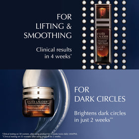 Estée Lauder jar in hand for scale showing compact travel-friendly size