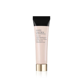 Estée Lauder front travel primer bottle showing packaging and compact size benefit