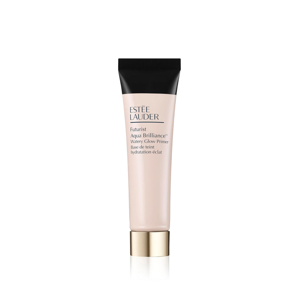 Estée Lauder front travel primer bottle showing packaging and compact size benefit
