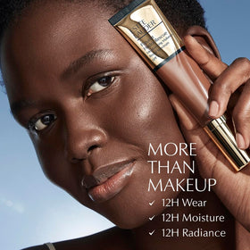 Estée Lauder application in morning routine, shows SPF 45 sun-protection benefit