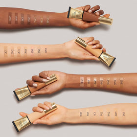 Estée Lauder Futurist texture swatch on hand showing smooth, hydrating finish and blendability