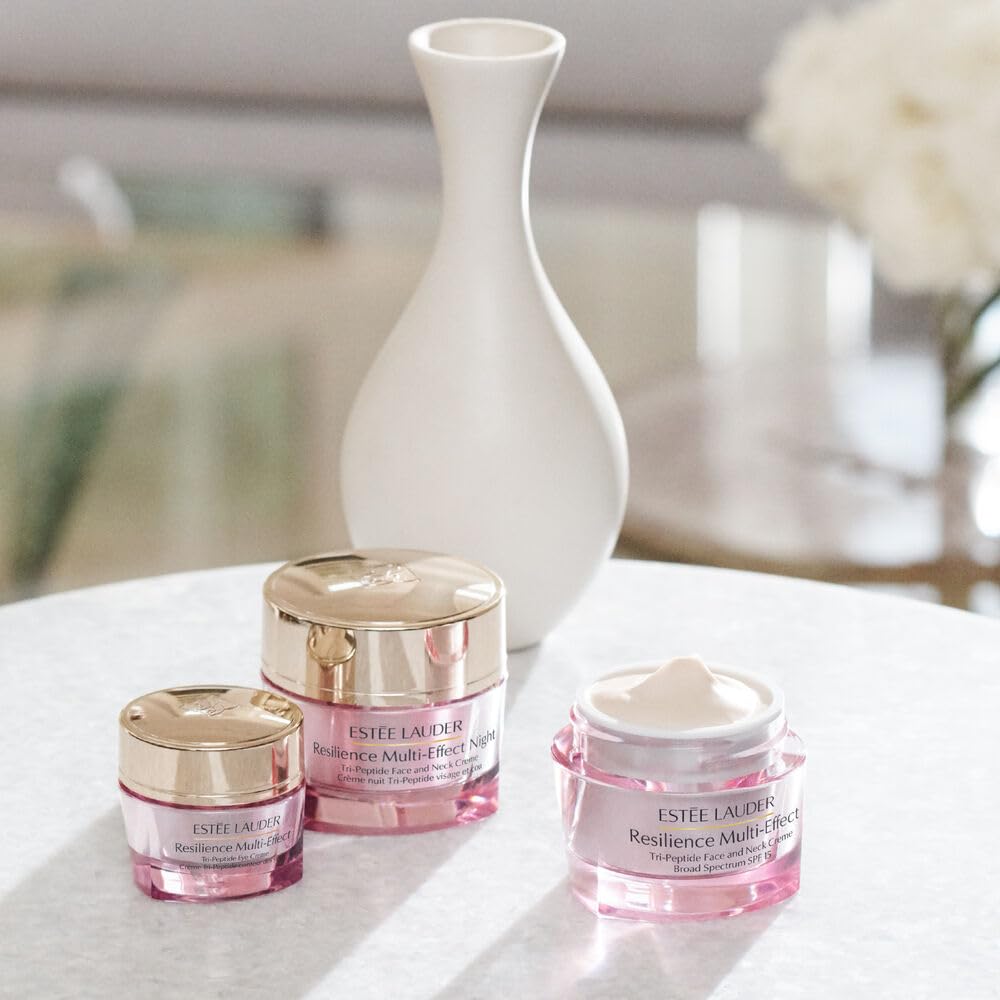 Estée Lauder open jar label detail showing product name and peptide formula benefits