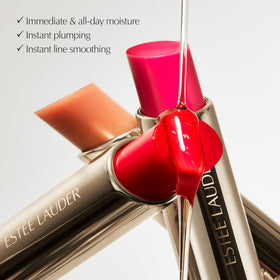 Estée Lauder lifestyle hand application demonstrating smooth glide and instant shine