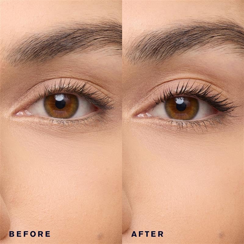 Estée Lauder mascara swatch on skin, rich pigment and smudge-resistant finish