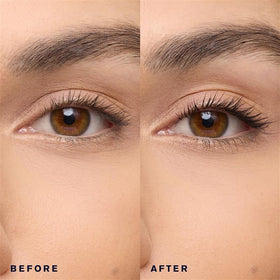 Estée Lauder mascara swatch on skin, rich pigment and smudge-resistant finish
