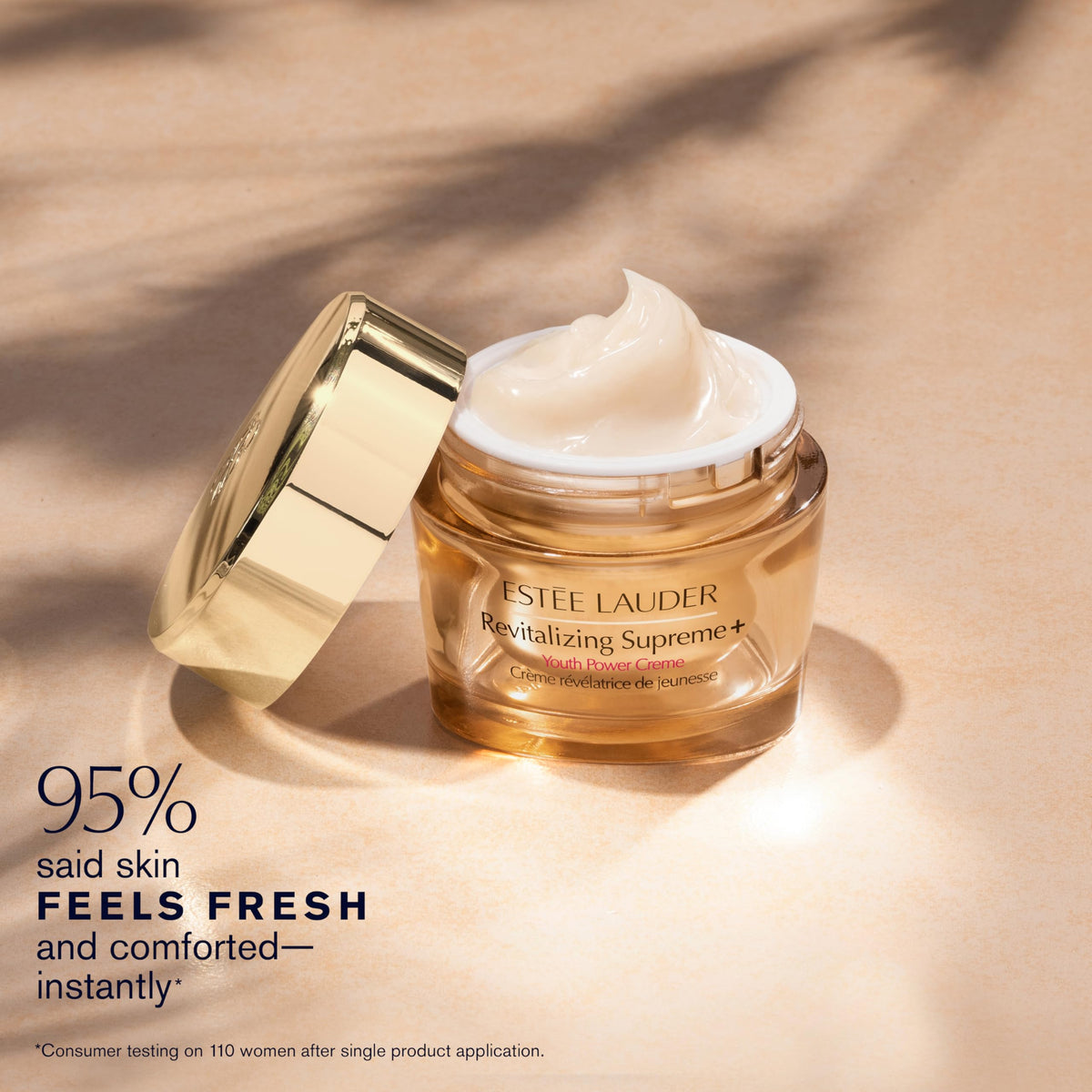 Estée Lauder open jar top-down revealing cream surface and indulgent feel benefit
