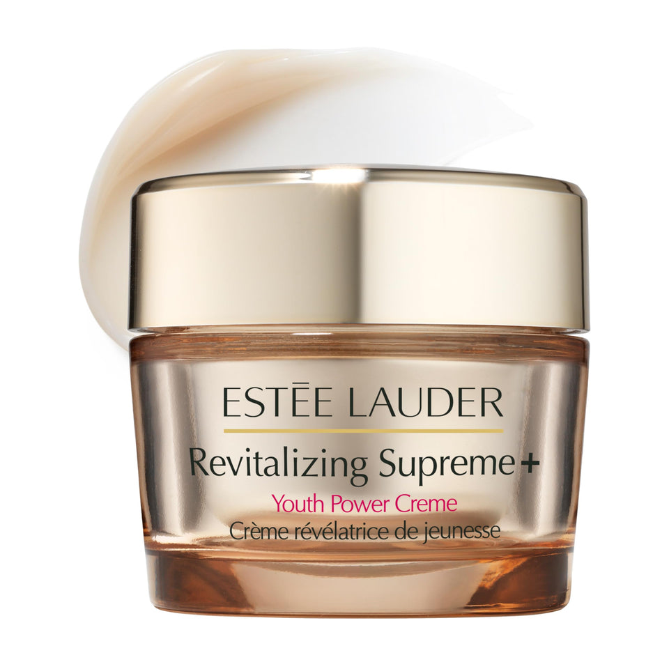 Estée Lauder jar front view showing premium packaging and clear product name benefit