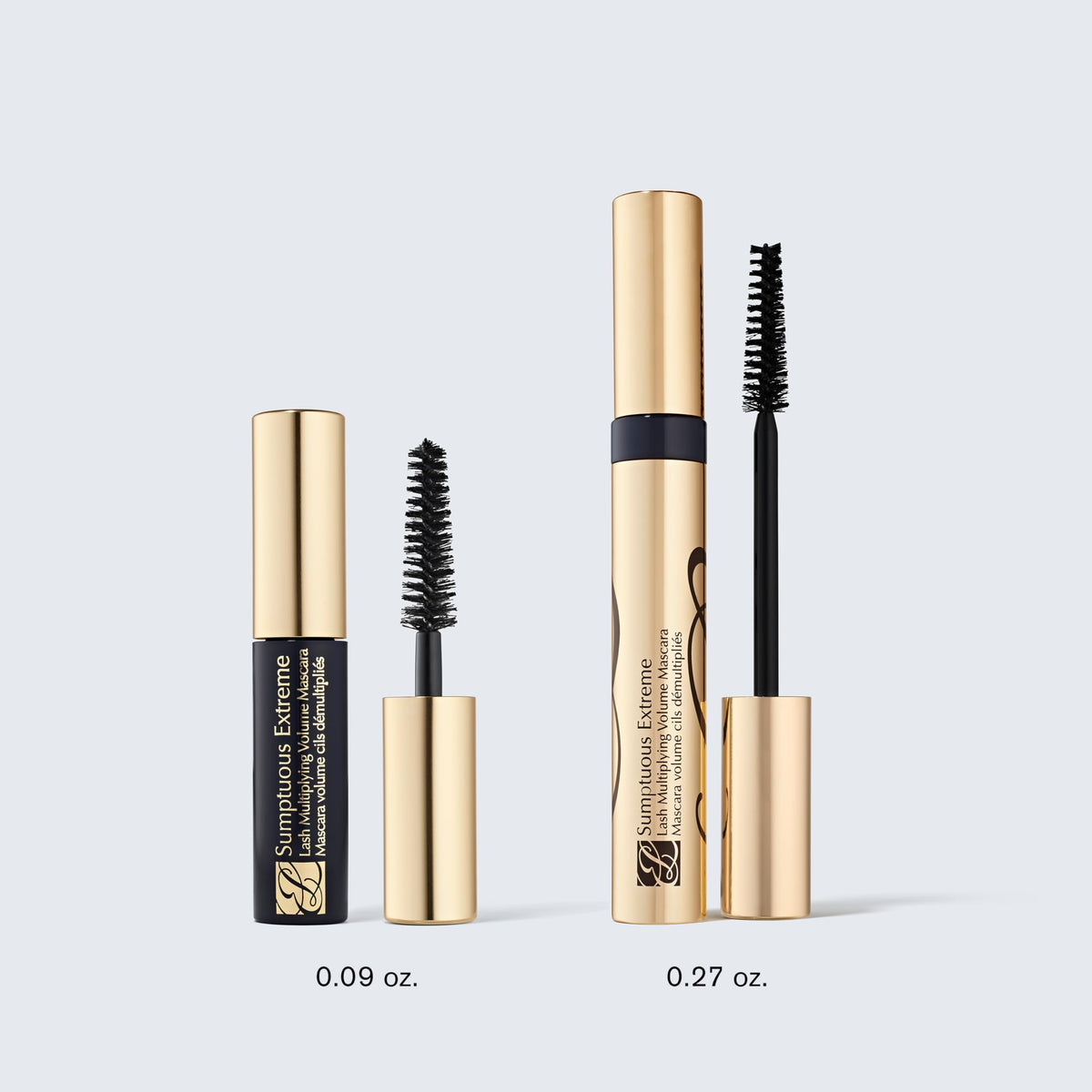 Estée Lauder lifestyle model applying mascara demonstrating dramatic eye-enhancing benefit