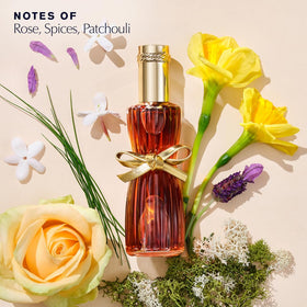Close-up of Estée Lauder Youth‑Dew label revealing notes and vintage-inspired detailing for authenticity