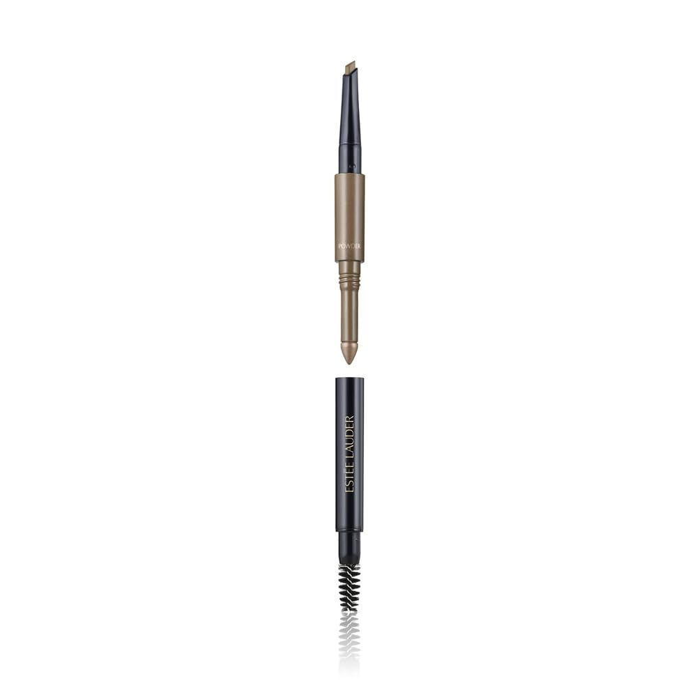 Estée Lauder front view of 3-in-1 brow tool showing compact design and convenience
