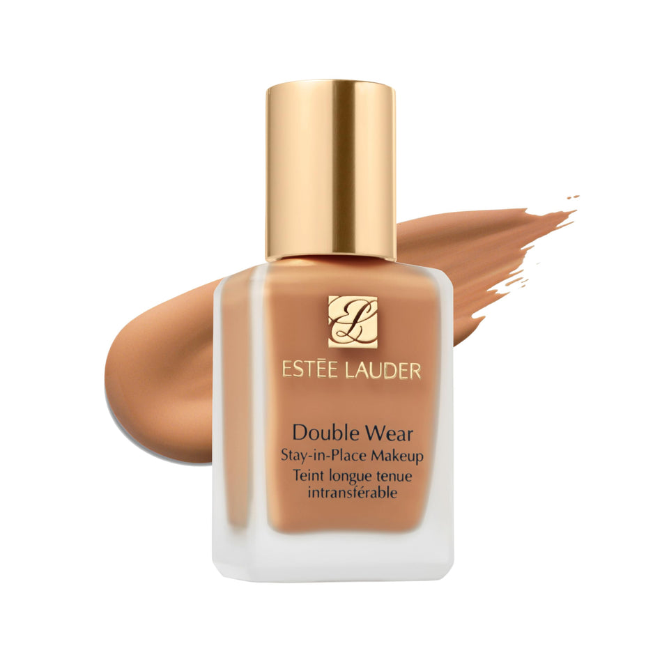 Estée Lauder bottle front packaging showing label and shade, highlights durability