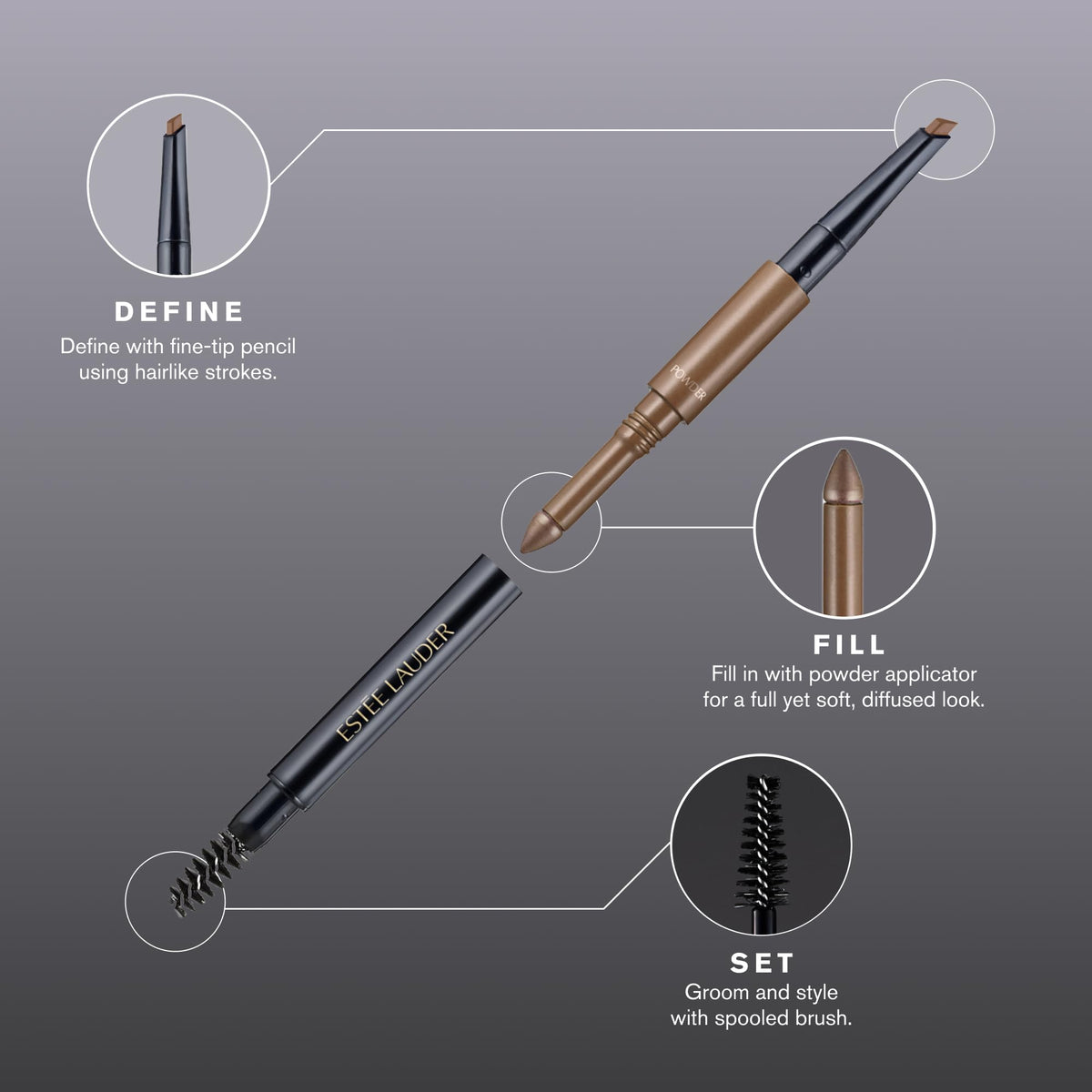 Estée Lauder sponge applicator loaded with powder for natural fullness and soft depth