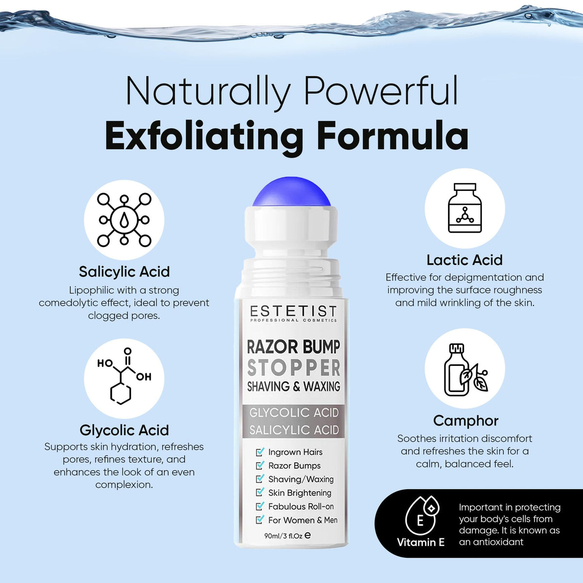 ESTETIST roll-on beside ruler showing compact travel-friendly size