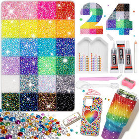 ESUOHYM front packaging showing organized rhinestone compartments for easy access