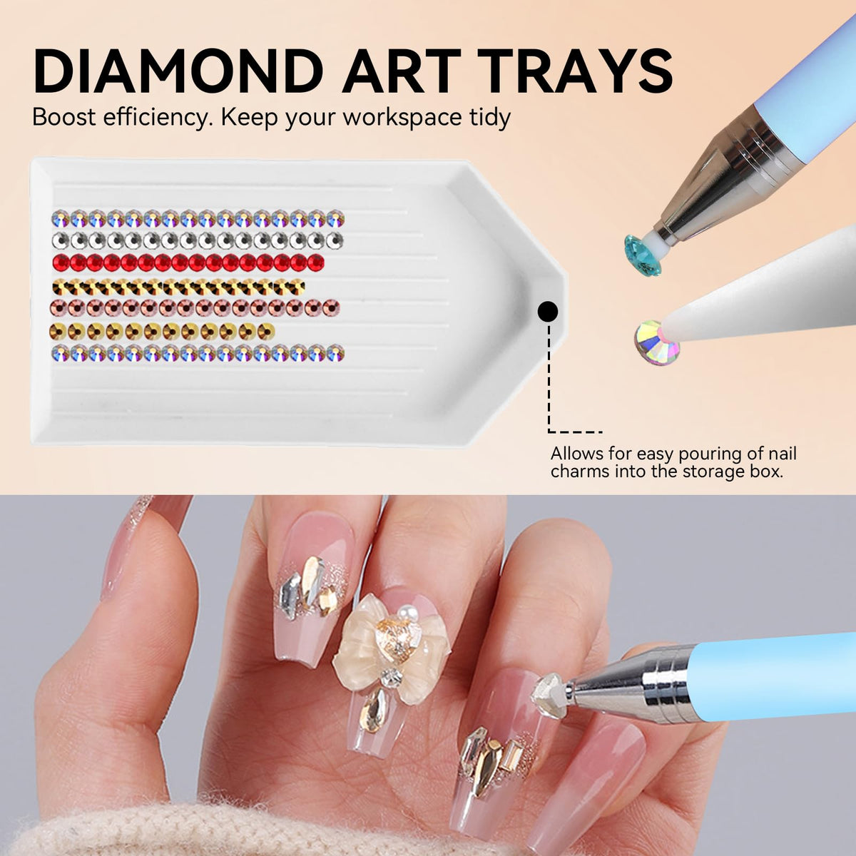 ESUOHYM picking rhinestones on a nail for neat application