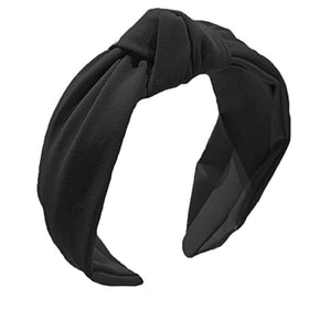 Etercycle front view of black wide headband shows sleek look and comfortable fit