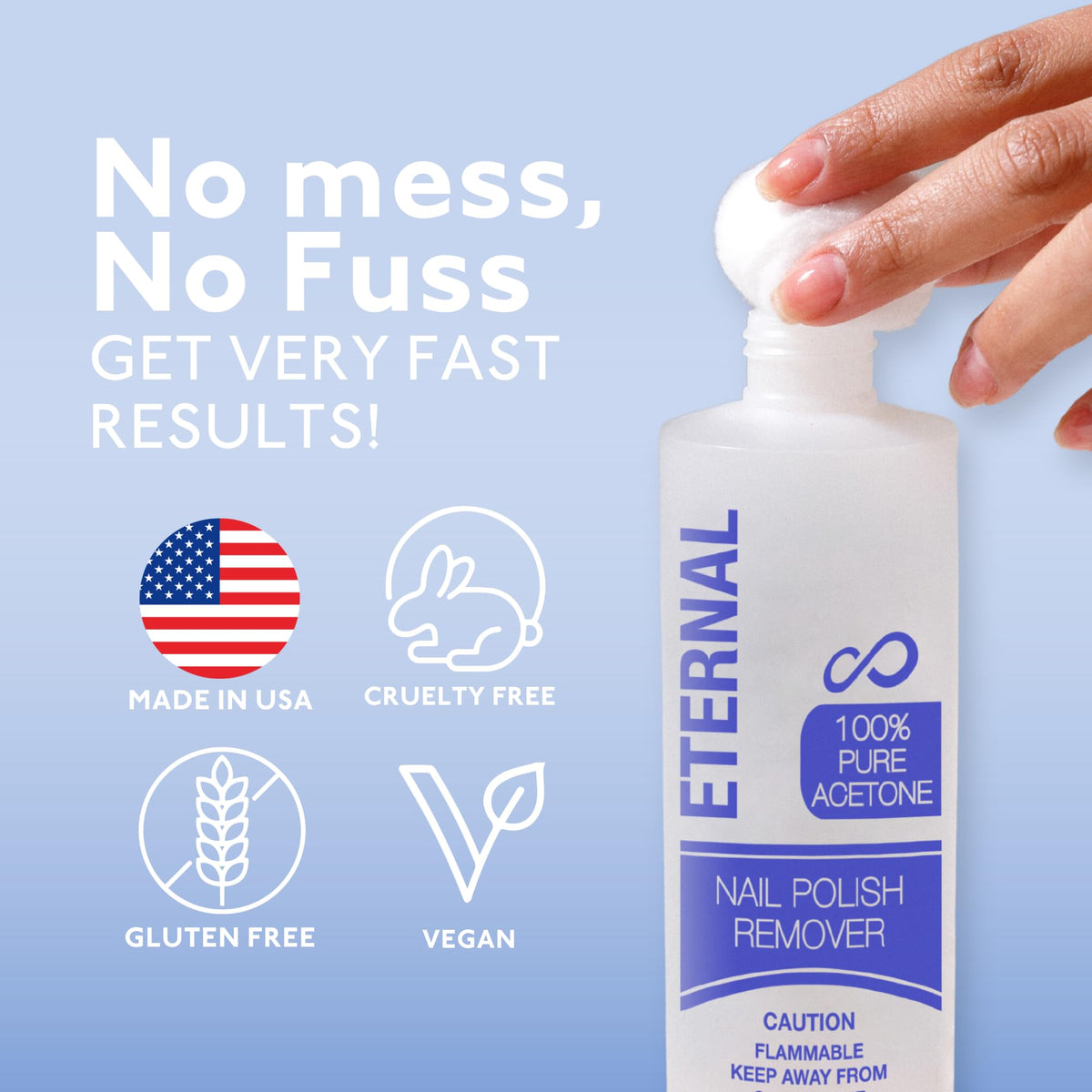 Eternal label close-up highlighting purity and professional performance