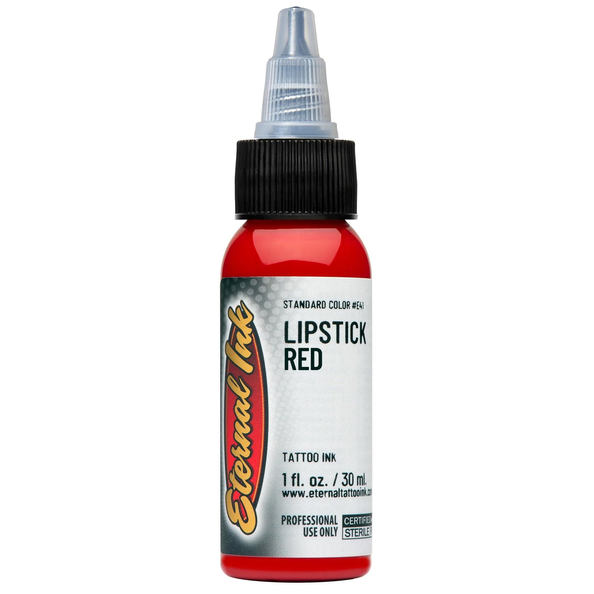 Eternal Ink lipstick red closeup pour demonstrating smooth flow benefit