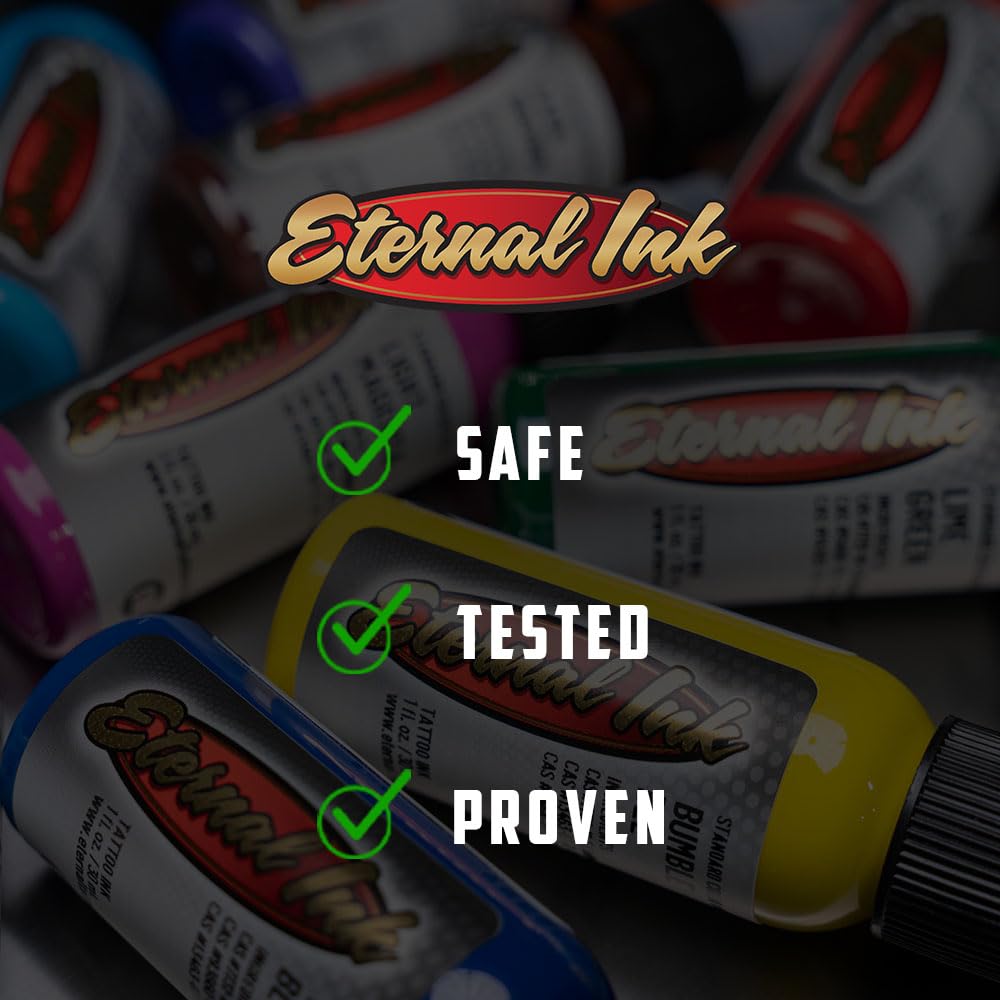 Eternal Ink lipstick red beside common items showing compact 1 oz capacity benefit