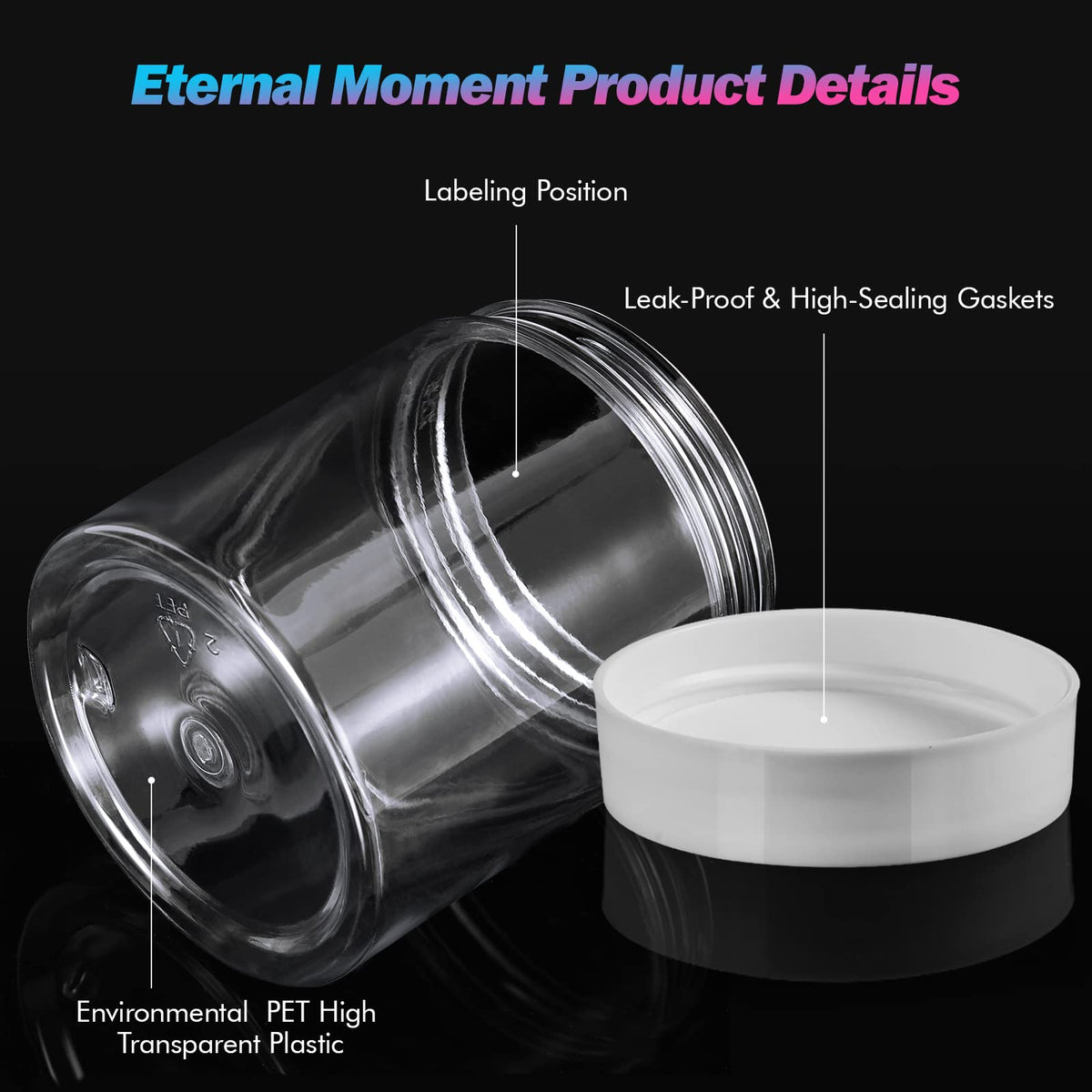 Eternal Moment clear jar filled with cream showing texture and easy content identification