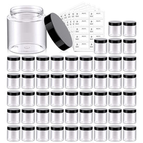 Eternal Moment front packaging showing 50 clear jars and black lids for bulk storage