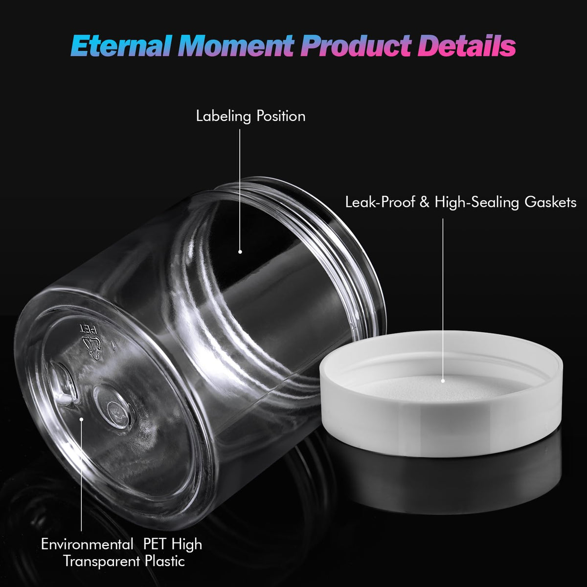 Eternal Moment closeup of white lid foam liner providing leak protection