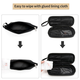 Ethereal makeup pouch packed inside travel suitcase for easy portability