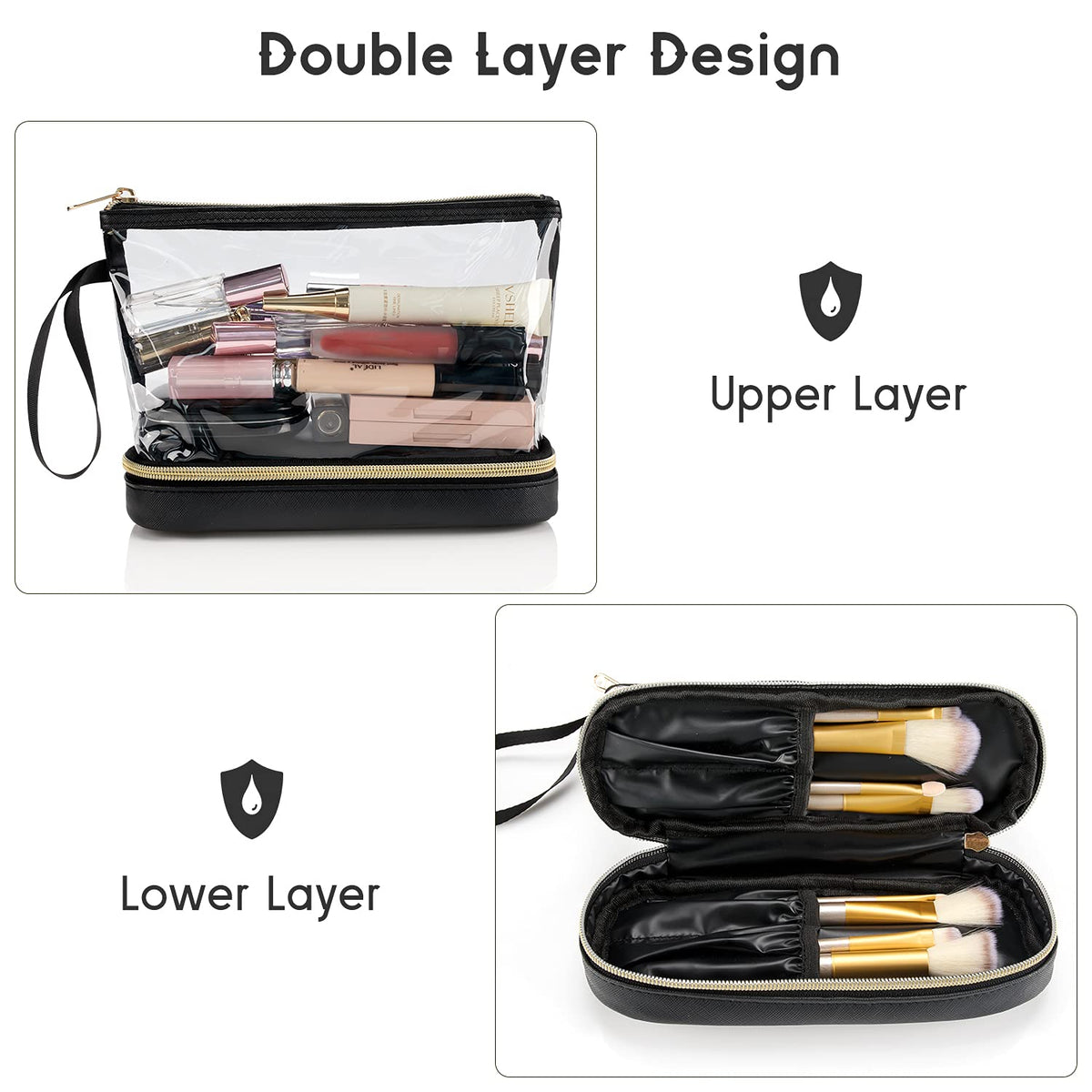 Ethereal lower compartment filled with brushes for organized storage