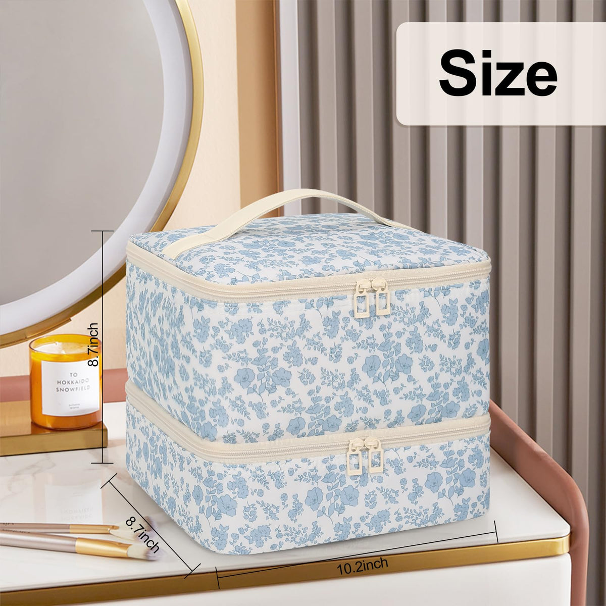 Ethereal size comparison with hand illustrating portable travel-friendly benefit