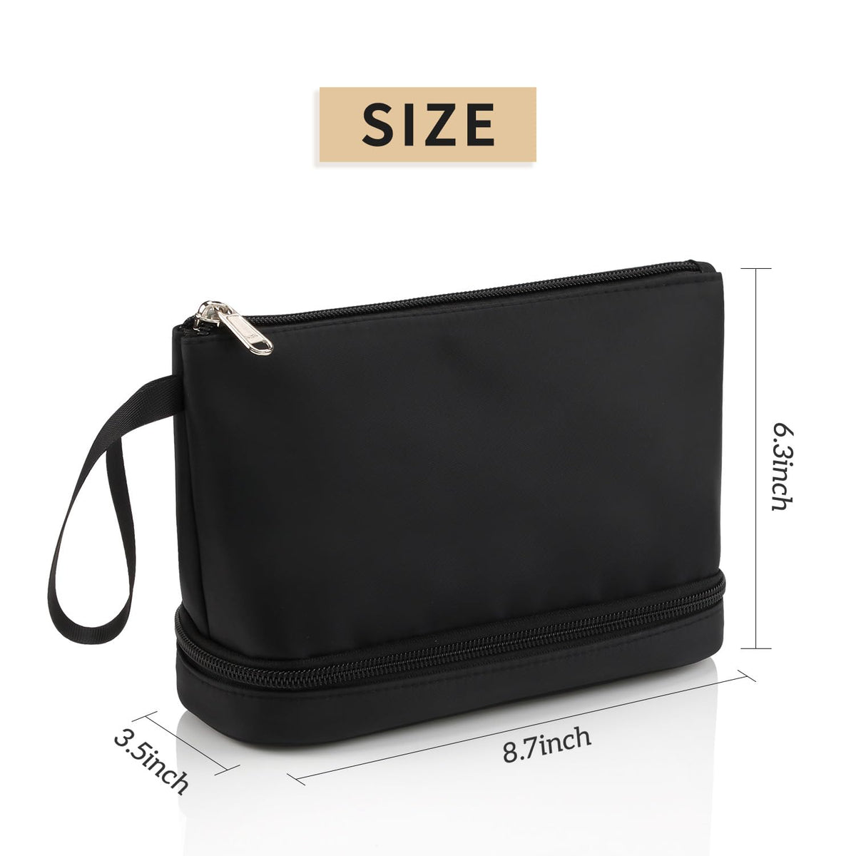 Ethereal makeup bag in hand showing scale and convenient grab-and-go size