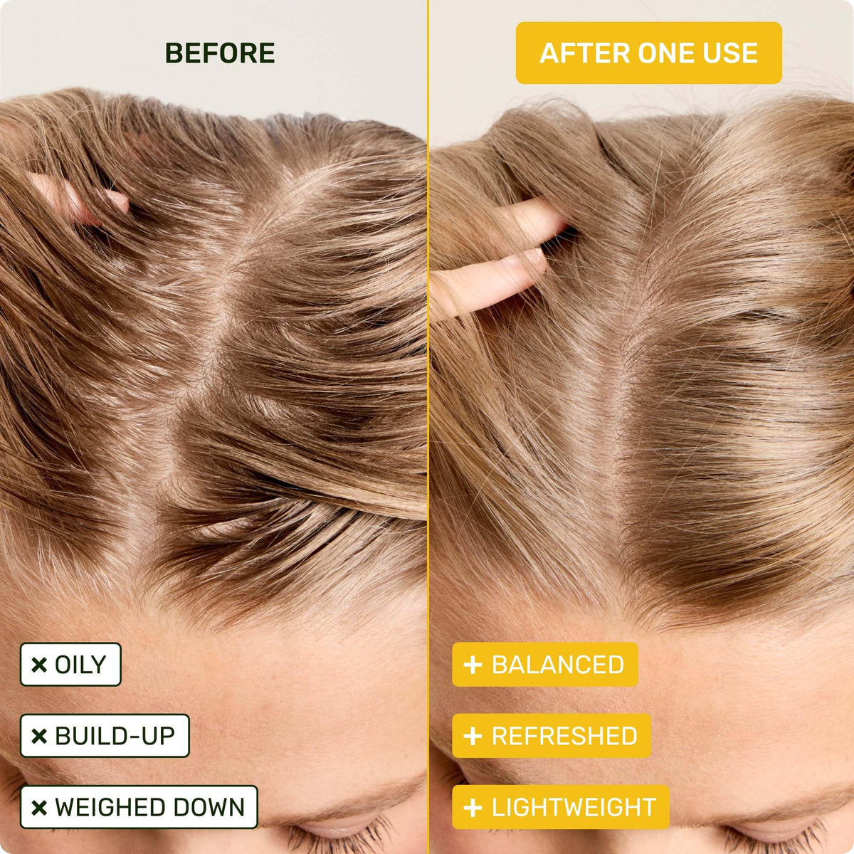 Ethique bar producing lather on wet hair demonstrating clarifying action and cleansing benefit