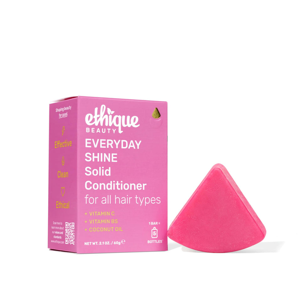 Ethique conditioner bar front packaging showing compact eco-friendly design and benefits